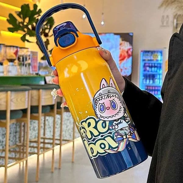 Luxury Designer Decor LABUBU Cartoon Sports 1000/1200Ml Large Capacity Water Cup With room Straw Vacuum Insulated Kettle Outdoor Use Perfect 28