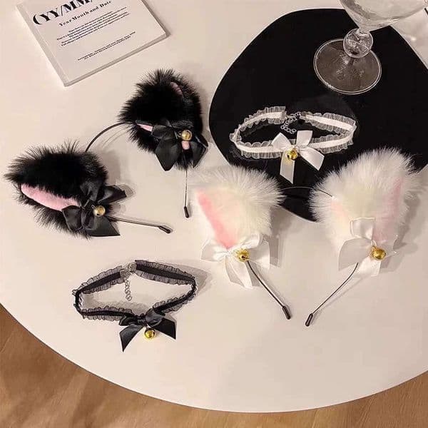 Designer Jewelry Luxury Jewelry Cat Ear Headband, Feminine Fox Headpiece, Cat Headband With Bell, Funny Hair Acc
