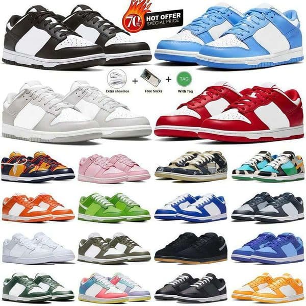 Designers low top running shoes Casual skate mens and womens sports shoesspliced panda white black fog triple pink blue red diffuse gray wolf