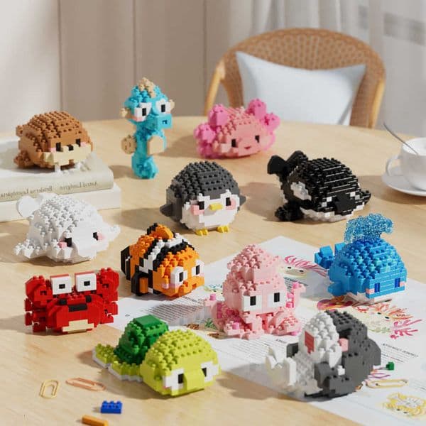 Building Creative Mini Marine Life Blocks Adults Ocean Animal Model Building Set Birthday Christmas Gift for Adults Learning M260608