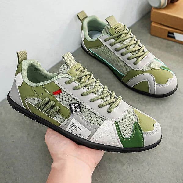 MenS Green And Beige Breathable Mesh Sneakers Retro Patchwork Casual Shoes With Elastic Laces Non Slip Lightweight Walking 260605