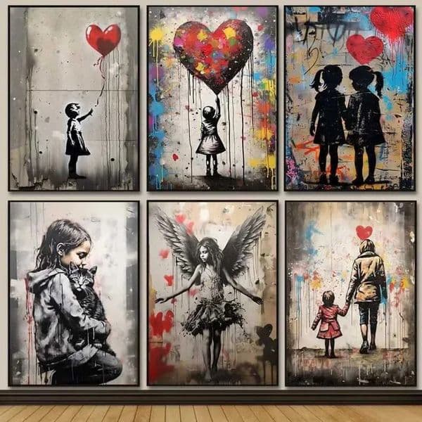 2026 Banksy Graffiti Boy Girl With Balloon cologne On Canvas Posters Prints Street Wall Art Painting For Living Room Home Decor Cuadros perfume Free Shipping 28