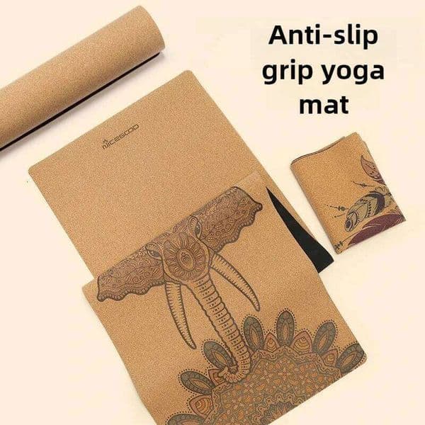 Pilates Equipment Yoga Anti-Slip Cork Cover, Extra Thick Rubber Grip Portable Mat for Men Fitness Workout 26L0605