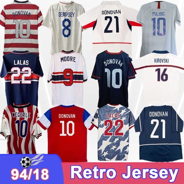 1994 2018 United Mens Retro Soccer Jerseys States LALAS SORBER BALBOA STEWART WEGERLE MOORE vintage Home Away Football Shirts Short Sleeve Uniforms