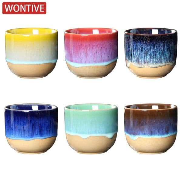 Kiln Change China Ceramic Tea Cup Pottery Jianzhan Drinkware Temmoku Glaze Porcelain Kung Fu Cups Set for Water Latte Milk 260601
