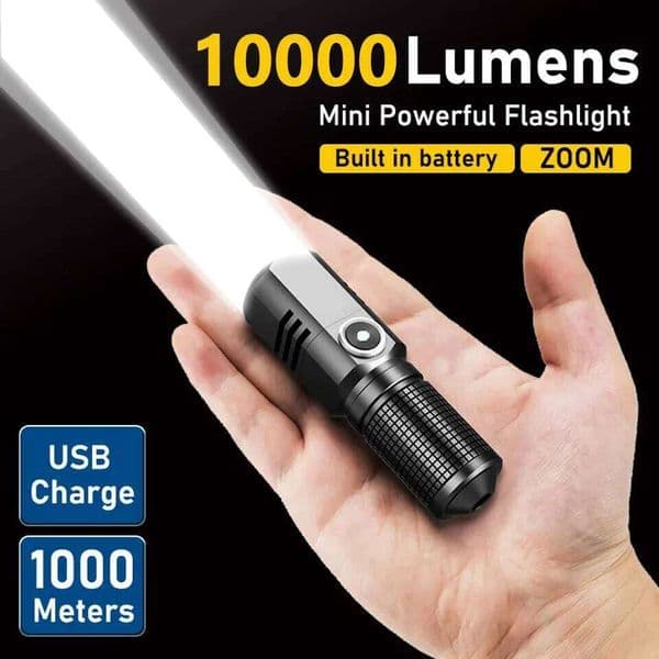 10000 Lumens Mini Powerful Led Flashlight XHP50 Built in Battery 3 Modes Usb Rechargeable Flash Light Torch Lamp Flashlights 26L0605