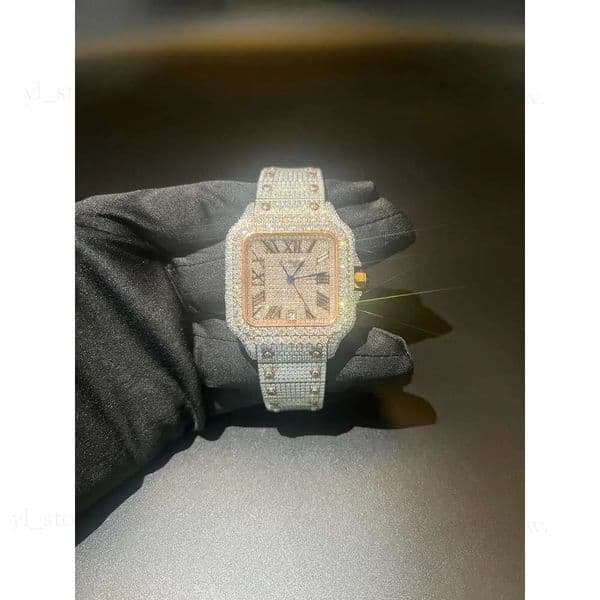 VVVS Moissanite Hip Hop Ice Crystal Mechanical Watches Fast Free Shippingmens Womens Honeycomb Inlay 50e