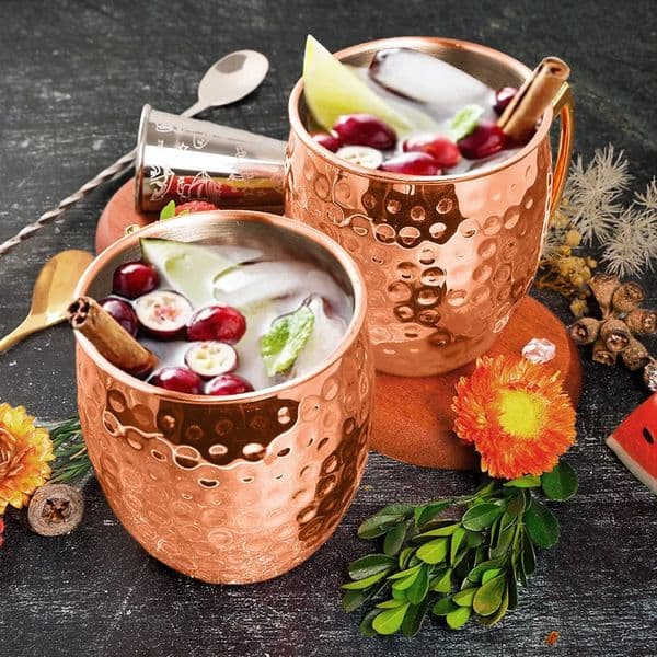 Moscow Mule Stainless Steel Mugs Metal Antifall Beer Cup Copper Plated Hammered Mug Cocktai Wine Champagne Party Bar Drink Cups 260601