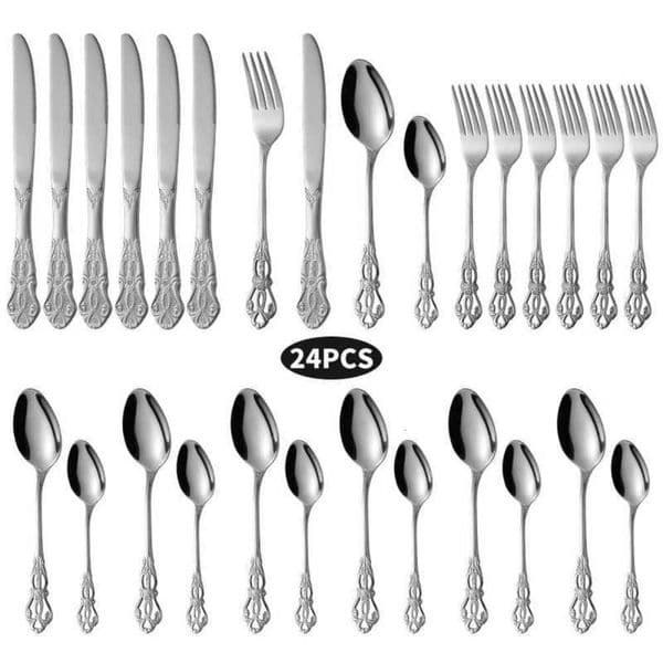 Cutlery 24/36-Piece Huangting Set Stainless Steel Hotel Western Steak Knife Fork and Spoon SetL260529 Y260605