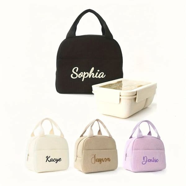 Personalized Embroidered Lunch Bag Thermal Insulated Custom Name Stitching Portable for Boys Girls Great SchoolOutdo 260605