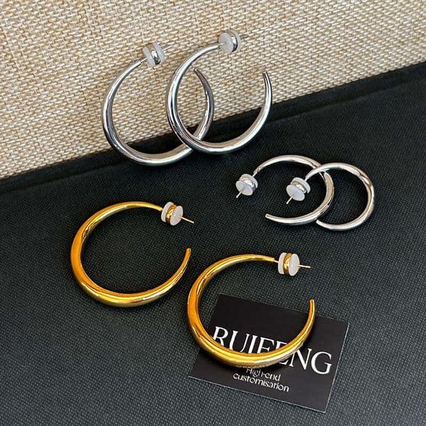 Designer Jewelry Luxury Jewelry S925 Silver Needle Earrings, Same Style As Zhao Lusi's, Round Hoop With A High-End, Light Luxury Vibe, Versatile European And American W
