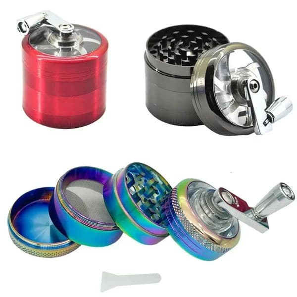 40mm Hand Cranked Metal Tobacco Grinder 4 Layer Manual Herb Spice Crusher Sharp Teeth Smoking Accessory Christmas Gift 260605
