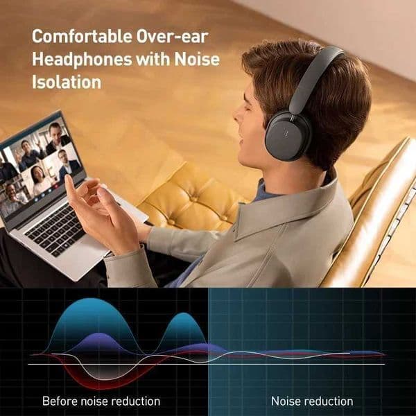 Wireless Headphones Baseus Bluetooth 53 HIFI Level Earphone 40mm Driver Foldable Over Ear Headsets 70H Playtime Spatial AudioL260604