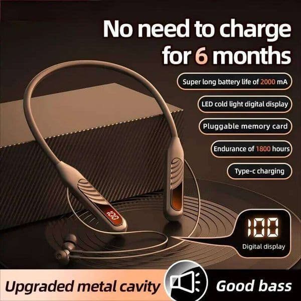 BT-8 Wireless BT Earphones Sports Headphones Card Insertion Digital Display Noise Cancelling Headset HiFi Music Earbuds 26Y0605
