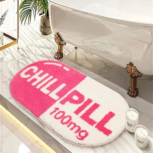 VIKAMA Cute and Soft Pink Ovalshaped Carpet Is Suitable for Bedroom Bedside Decoration Bathroom Absorbent Home Decor 260601