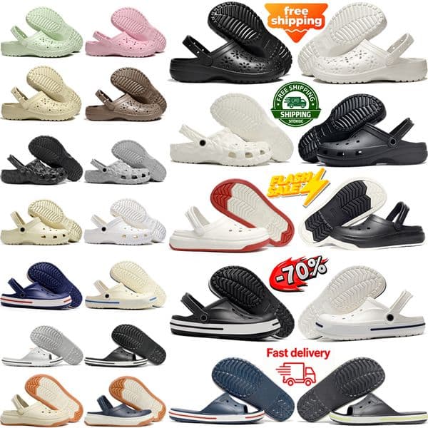 Free Shipping designer croc sandals womens Floral Cut Out Clog shoes slippers slides Buckle mens triple black white Navy Blue Colourful Room Sandale