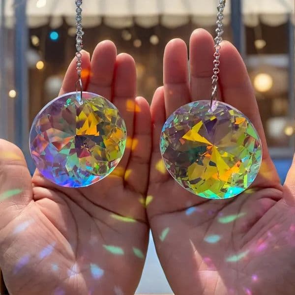 2pcs Round Crystal Sun Catchers Glass Prism Hanging Sun Catchers Rainbow Maker For Window Balcony Kitchen Garden Decorat 260603