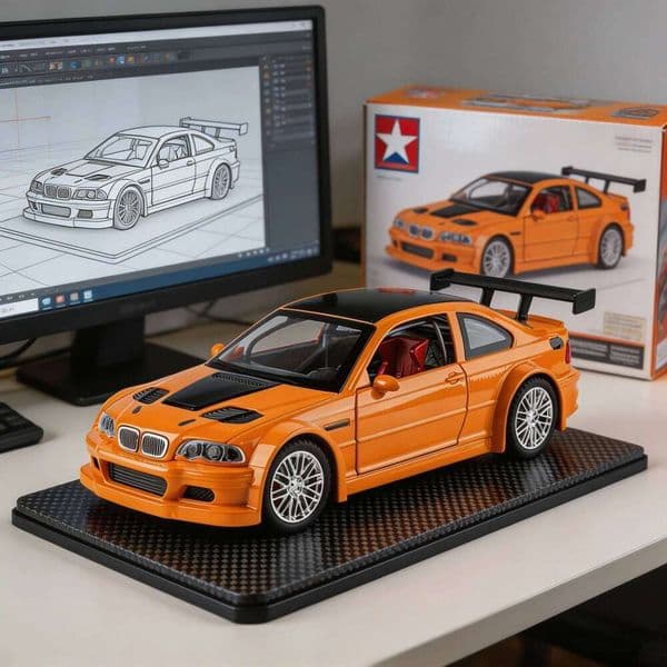 1:24 BMW M3 GTR E46 Performance Road Racing Alloy Metal Diecast Model Car Home Trendy & Desktop Display Ornament Birthday Gifts 26L0605