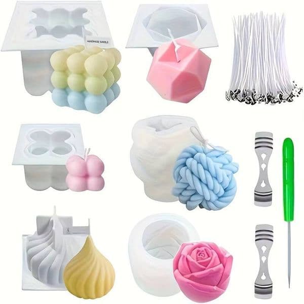 6-Piece Silicone Mold Set For Making, DIY Accessories, Resin Art Scented Candle Molds, Home Decoration