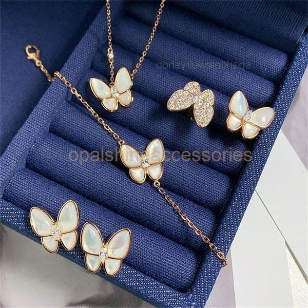 Butterfly necklace pure silver white mother-of-pearl necklace butterfly pendant bow bracelet vanism cleef necklace