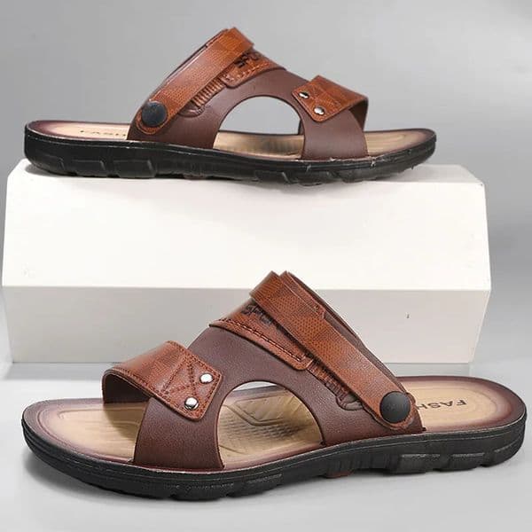 Fashion Casual Mens Sandals Summer Slip On Men Classic Beach Shoes For Outdoor Leather Male Slippers 260605
