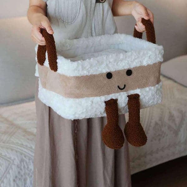 Cute Cartoon Plush Cotton Rope Basket, Customizable Desktop Snack Organizer for Home Living Room Bedroom Storage 26W0605