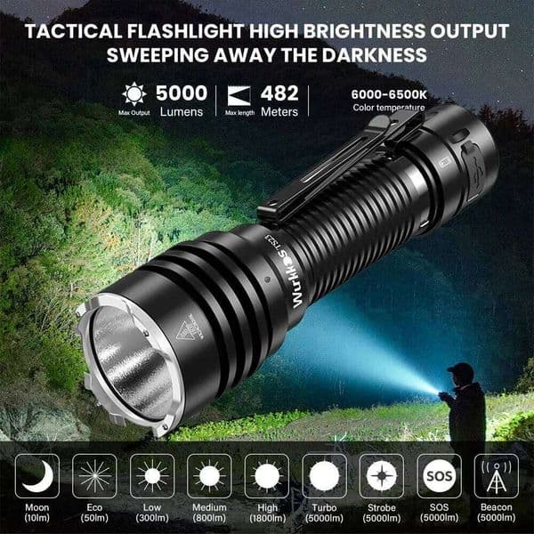 Wurkkos TS23 5000LM Ultra-Bright EDC Flashlight: Featuring XHP70.3 HI & 21700 Battery, IPX8 Rated with Tail Switch. 26L0605