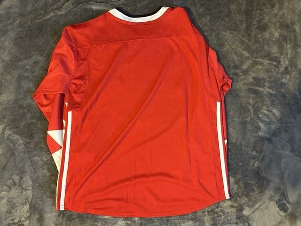 Hockey Team Jersey - Red with White/Black Accents Stylized Maple Leaf Distinctive Design Athletic Jersey 3d HD Prints C260605
