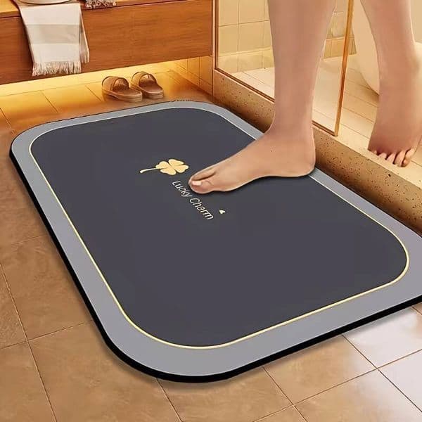 1-Piece Quick-Dry Mat, Non-Slip Absorbent Rug With Geometric Design, Suitable For Shower Entrance, Carpet, Bathroom Floor Mat
