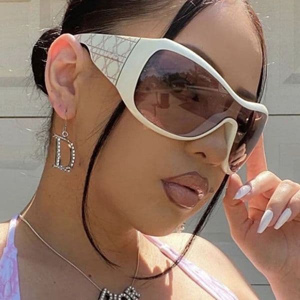 Oversized Frame Face Shield Outdoor Y2k European And Designer Sunglasses American Trendy Fashion UV Protection Sports Sunglasses