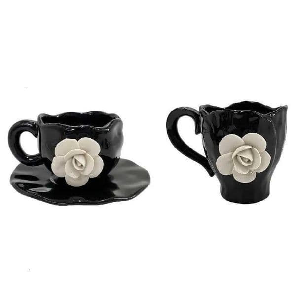 perfume 2026 Petal Coffee Creative Hand-Pinched White Rose Cups And Saucers Home Afternoon Tea Ceramic Three-Dimensional Mug cologne Free Shipping 16