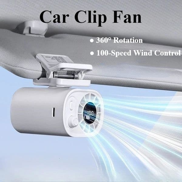 Hipacool Portable Car Clip Fan 360 Rotatable 100 Speed Wind 12V USB Rechargeable Electric Low Noise Mini Clamp Anywhere 260605