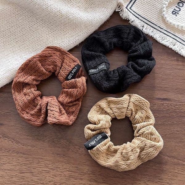 Designer Jewelry Luxury Jewelry Vintage Patterned Scrunchie For Women, Knitted French-Style Versatile Solid Color Fabric Tie, High-End Coff