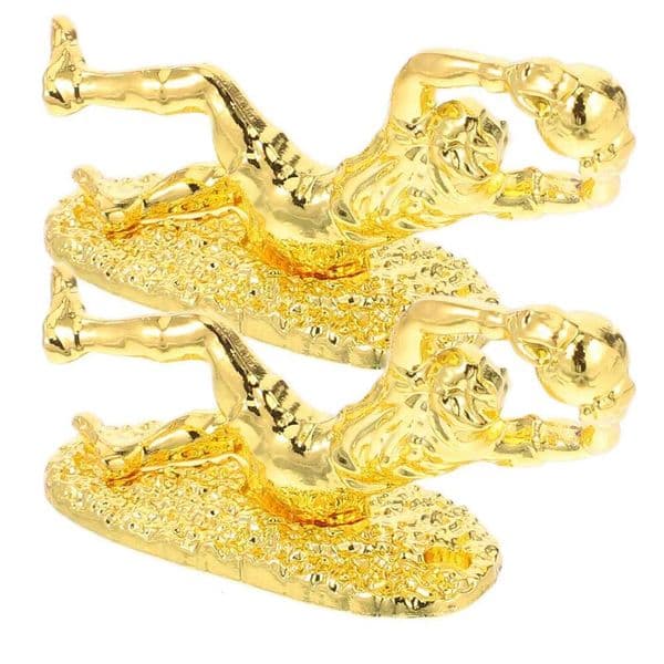 2Pcs Gold Plated Mini Soccer Trophy Realistic Goalkeeper Design Award Cup for Football Tournament Decor Adults Sports W260605