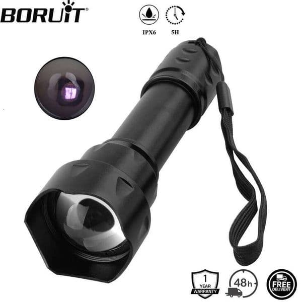 BORUiT T20 Infrared IR 850nm Night Vision LED Tactical Flashlight Zoom IPX6 Waterproof Torch Use 18650 Battery Hunting Lantern 26L0605