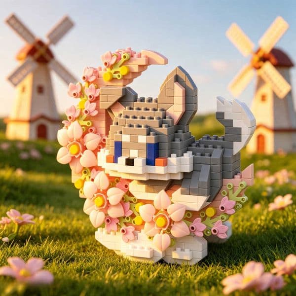 Building 452Pcs Pet Gray Dog Block Toy STEM Micro Block 3D Toy Christmas Halloween Thanksgiving Birthday New Year Gifts M260608