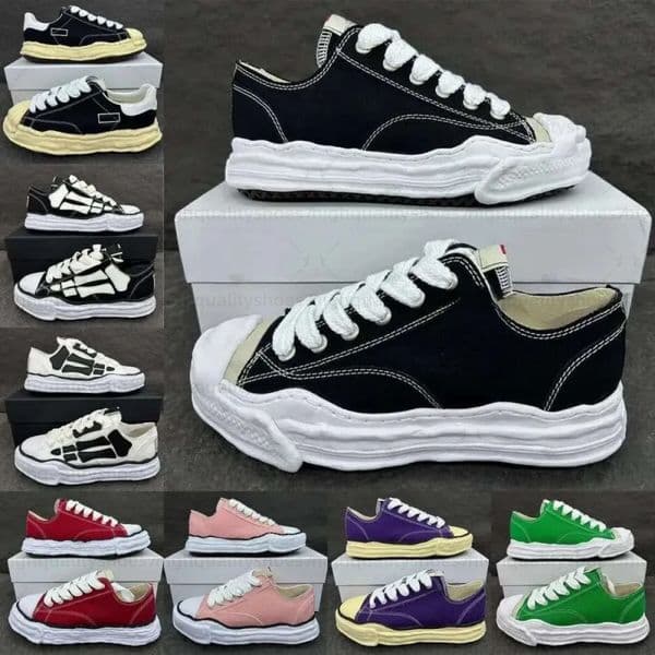 Designer Luxury MMYshoes MaisonMiharaYasuhiro shoes Canvas Sneakers Black White Grey Yellow mens trainers outdoor shoe Designer size 36-45