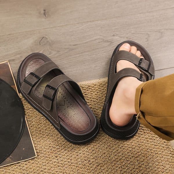 Men EVA Lightweight Birken Shoes Slides Slippers With Adjustable Double Straps Slip on Rubber Sandals Flats 260605