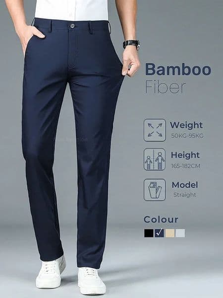 Summer Mens Bamboo Fiber Slim Business Casual Pants Fashion Classic Breathable ner Formal Long Trouser Male Clothing 260605
