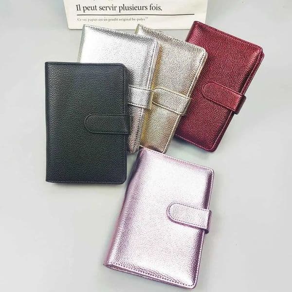 2026 Luxury Designer Decor Wholesale 6 Metallic Texture PU Leather DIY Binder Only Collect perfume Notebook Diary Agenda Room Planner Bullet Cover cologne Album 28