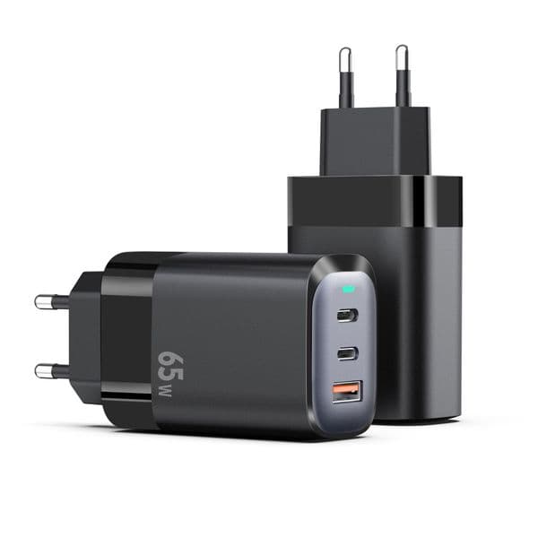Compact Dual-Country Compatible PD65W GaN Power Delivery Charger Ideal For Laptop/Tablet Use