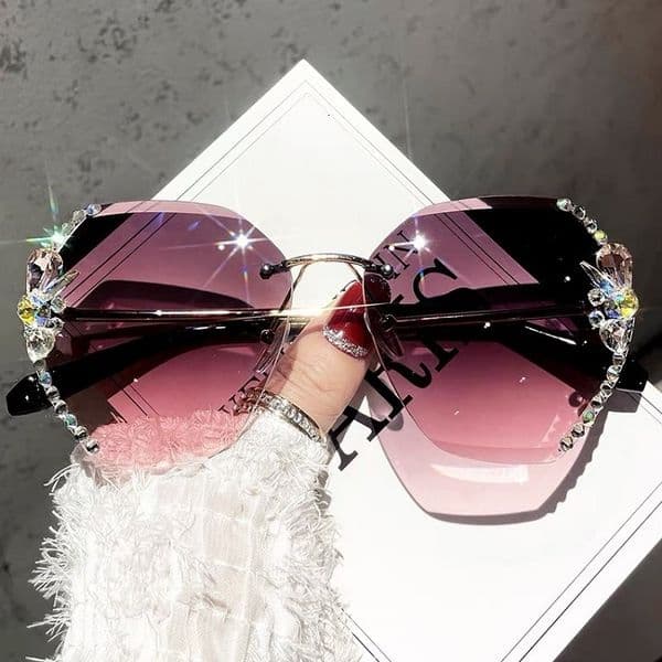 2025 New Model Women's Sunglasses, UV Designer Sunglasses Protection, Rhinestone Inlaid, Personalized Crystal, Korean Style, Trendy