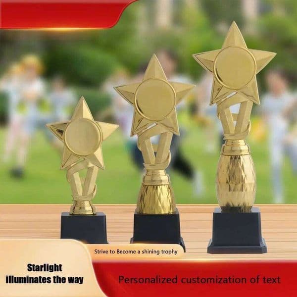 20/24.5/28.5cm Trophy Fidget Pentagram Star Golden Medal Bulk Trophies Durable Material Creative Design Party Supplies W260605