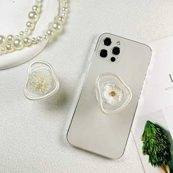 ins Pearl Flower Korea Irregar Smart Tok Universal Phone Holder Conch Shell Flower Phone Bracket GripTok Socket Lazy Bracket J260606