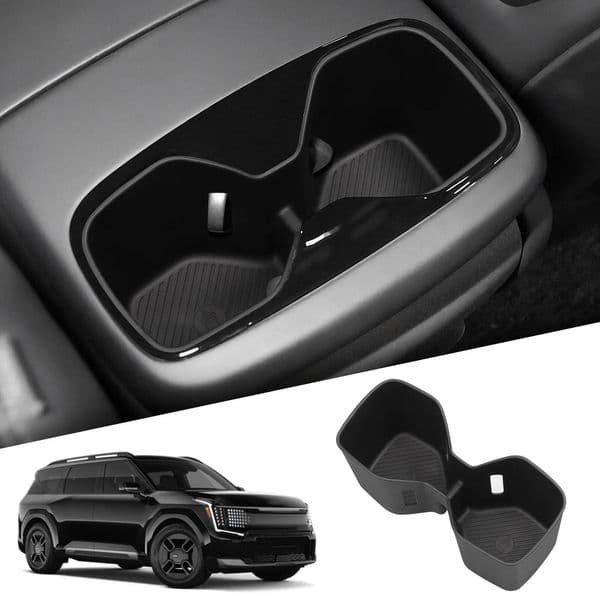 for Kia EV9 2024 2025 TPE Armrest Rear Water Cup Holder Storage Box Tray Organizer Car Interior Accessories Black ddmynov