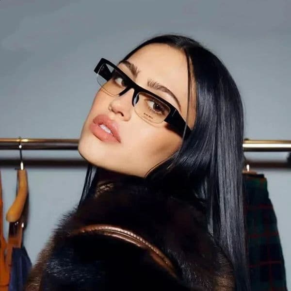 UV400 Light Weight Thick Rectangle Black Half-frame Sunglasses Y2K Chunky Frame Women Men Outdoor Travel Lady Clear Sun Glasses 260603