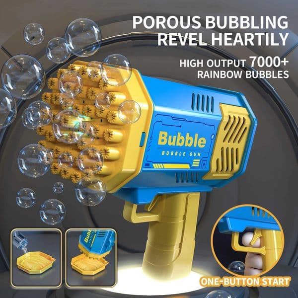 One Pack Of Childrens 40 Holes Rocket Launcher Handheld Portable Electric Automatic Bubble Gun LED Light For Boys And Girls T260602