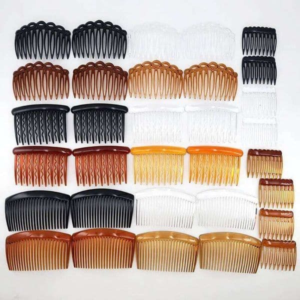 32pcs (9 +11 +17 teeth +23 teeth) styles of 4 colors each 2 retro plastic hair comb set for women