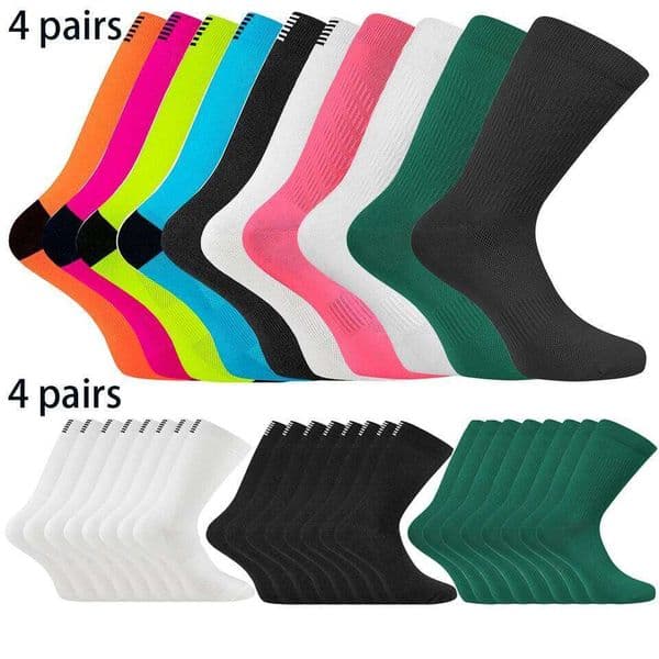 4 Pairs Pure Color Cycling Quality Road Bike Men Women Running Hiking Compression Sports Socks J260606