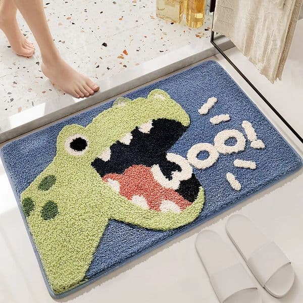 4060cm Bath Mat Cute Lion Dinosaur Crocodile Bathroom Carpet Flocking Waterproof Non-Slip Shower Rug Entrance Door Foot Mats 260605